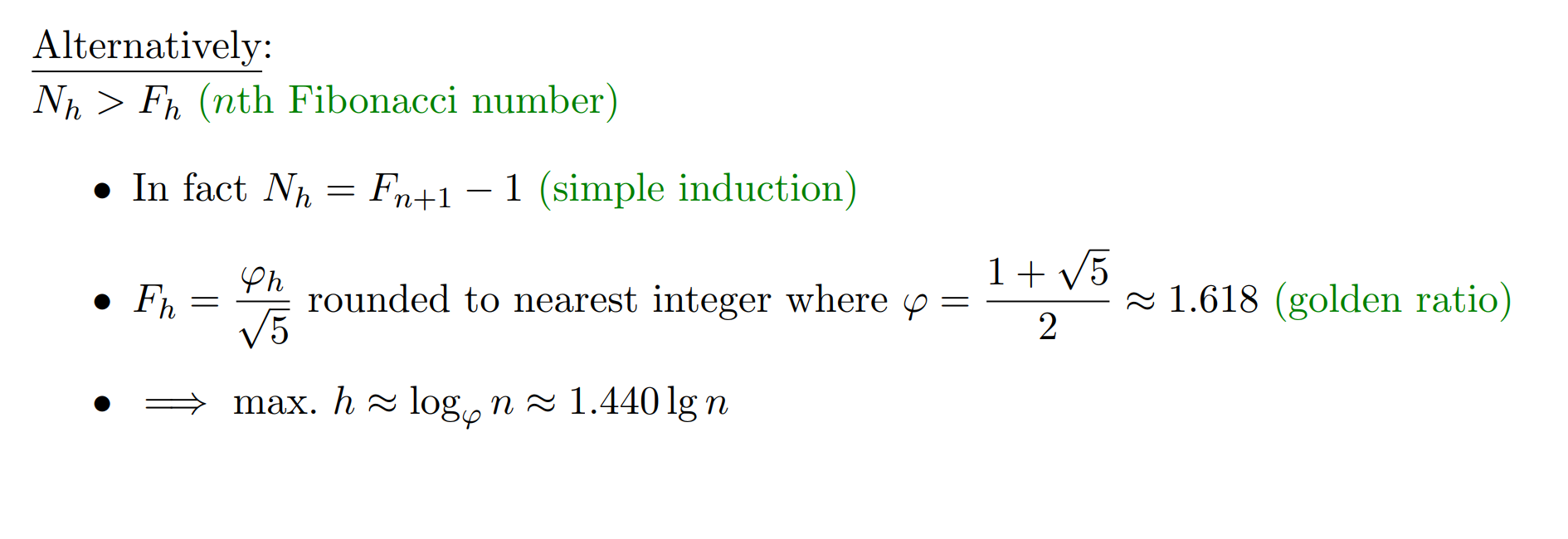 The secret behind the logN height of the AVL tree